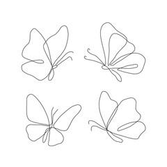 set of butterflies. butterfly isolated on white background. butterfly illustration. Butterfly Outline Stock Illustrations