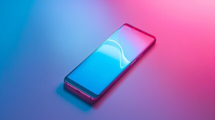Smartphone isolated on a studio backdrop, enhancing its vibrant colors.