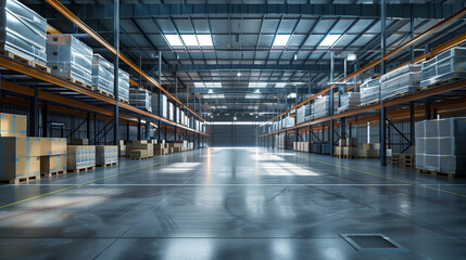 Obraz premium a modern warehouse interior, storage facility 