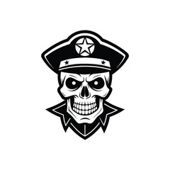 head of police officer cap skull vector, art silhouette logo design 