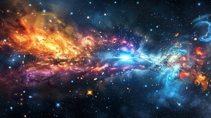 Fototapeta premium The Big Bang theory explains the origin of the universe as a massive explosion of energy.