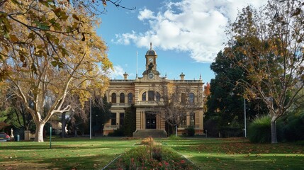 Obraz premium The historic town hall, an iconic building representing local government and civic pride.