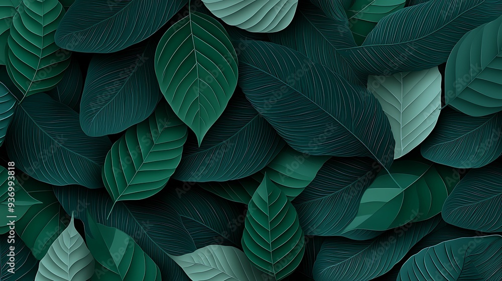 Poster animal print seamless pattern merging snake scales with a leaf-inspired texture in shades of green f