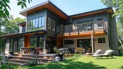 Obraz premium The construction of a multi-generational home, with separate living areas and shared spaces to accommodate extended family living.