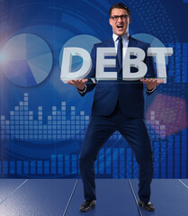 Businessman in debt business concept