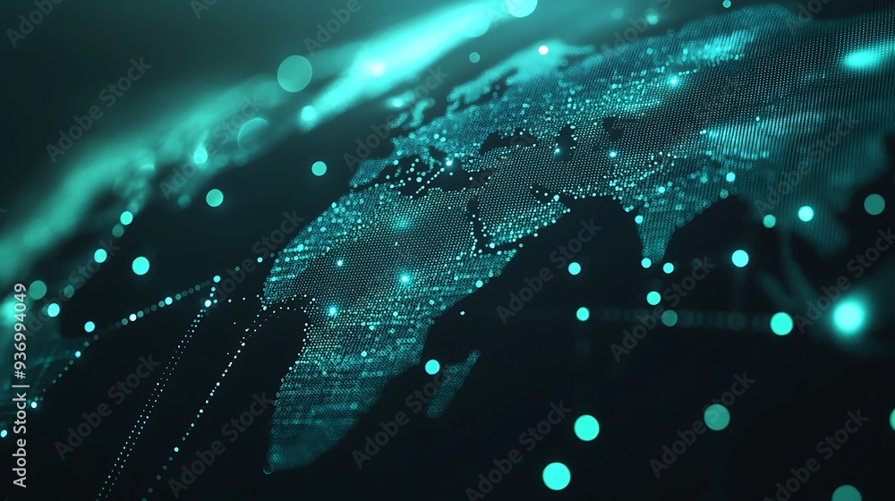 Poster abstract digital representation of a world map
