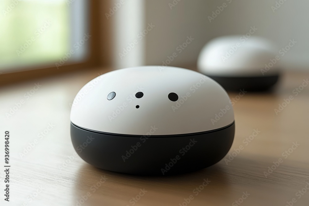 Poster minimalist digital art of a white pod in a vast monochromatic space exploring simplicity and the ess