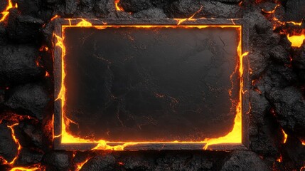 Lava Frame: A fiery, textured frame made of molten lava, set against a backdrop of rough, volcanic rock. Perfect for adding a touch of dramatic intensity to your designs. 