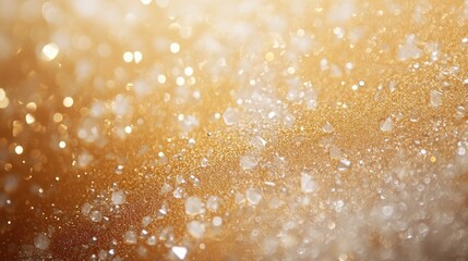 Awe beautiful white twinkly hot ocher color giltter copyspace area for text on merry xmas card fond. Vibrant dreamy gala flash spot art vintage diamond crystallize paper wall. Close-up detail view, ai