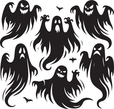 recommend clip art: halloween spooky ghost black vector, Halloween silhouette black ghost  Vector,