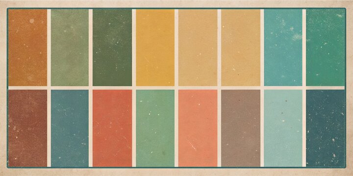 A vintage-inspired color palette featuring muted tones and faded hues for a retro aesthetic