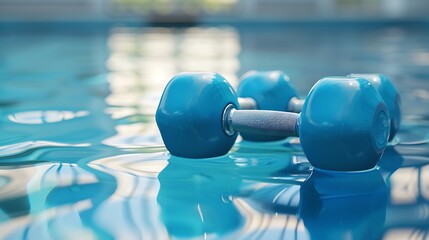 Floating aqua aerobics dumbbell in swimming pool
