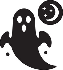 halloween spooky ghost black vector, Halloween silhouette black ghost  Vector,