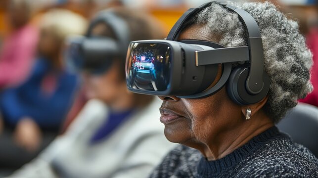 Senior Woman Experiencing Virtual Reality