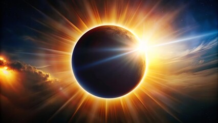 Obraz premium A stunning solar eclipse in 2017 showcasing the sun partially covered by the moon, with the shadow and corona visible in the sky