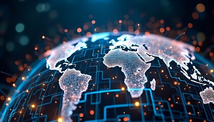 Futuristic Digital Globe with Network Connections - Global Technology Concept