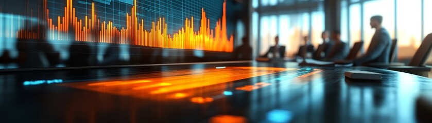 Business meeting with a presentation on risk management and investment valuation, investment, risk, valuation, copy space