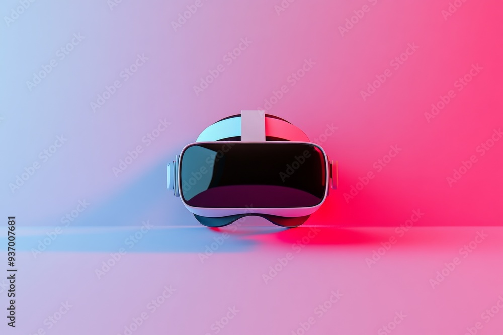 Poster glossy vr headset against a gradient backdrop representing the sleek and futuristic design of next g