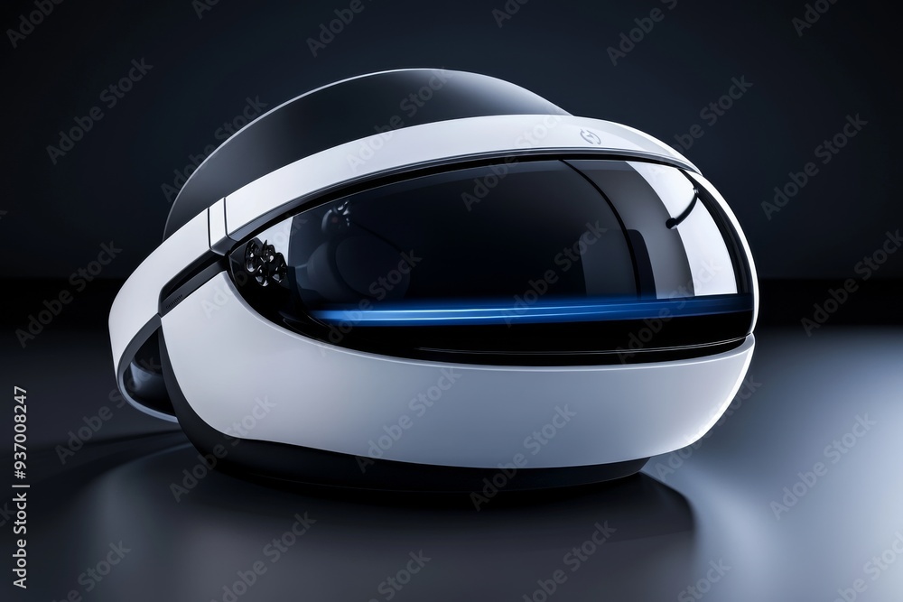 Poster elegant vr headset with a reflective visor symbolizing the sophistication and cutting edge design of