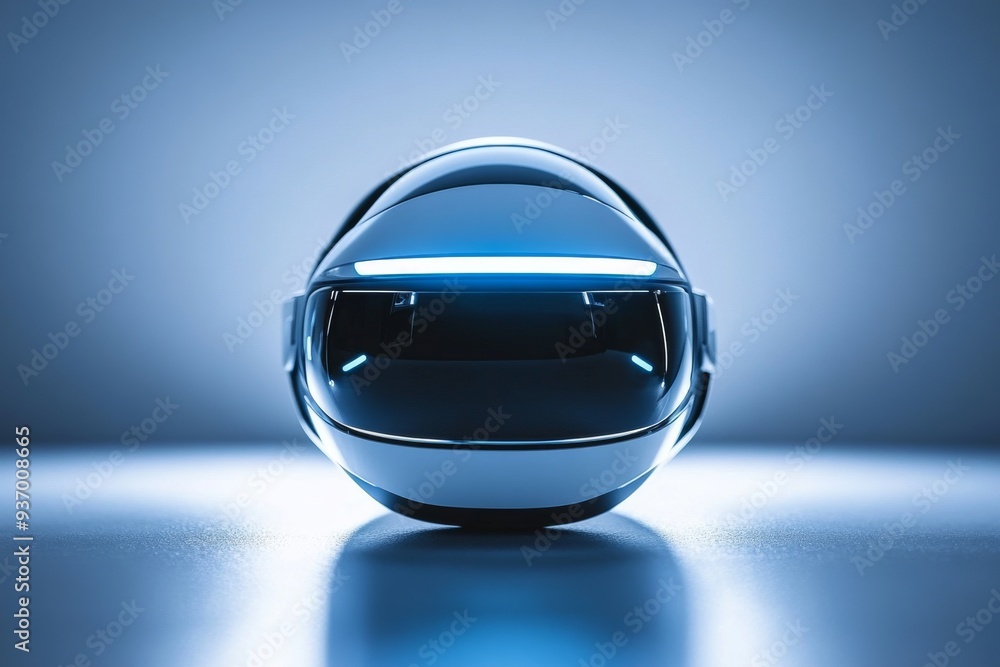 Aufkleber reflective spherical vr headset with a sleek design representing the cutting edge innovation and imm