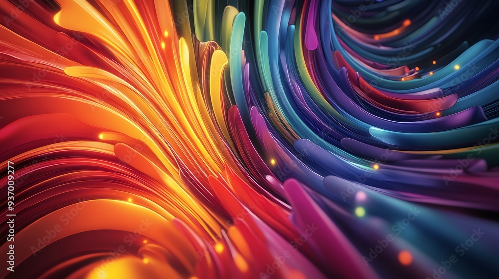 Poster 96. 3d abstract curves of light in a spectrum of colors creating a stunning visual effect