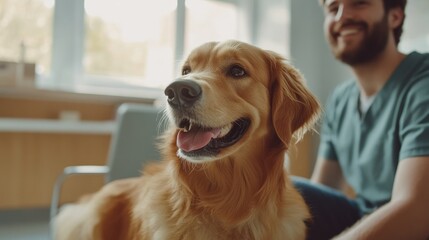 Golden Retriever Dog in Waiting Room