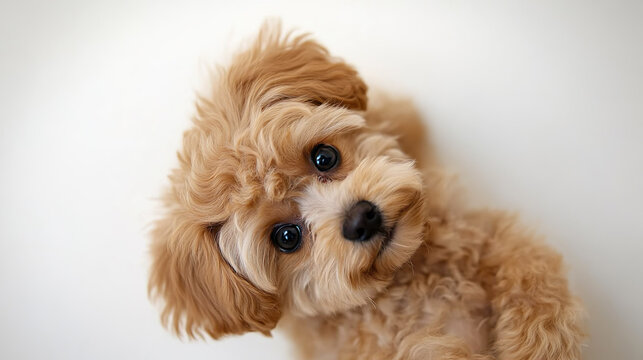 Cute Teddy Bear Small Fluffy Puppy Dog Cavapoo Shichon Bichon Frise Portrait White Background