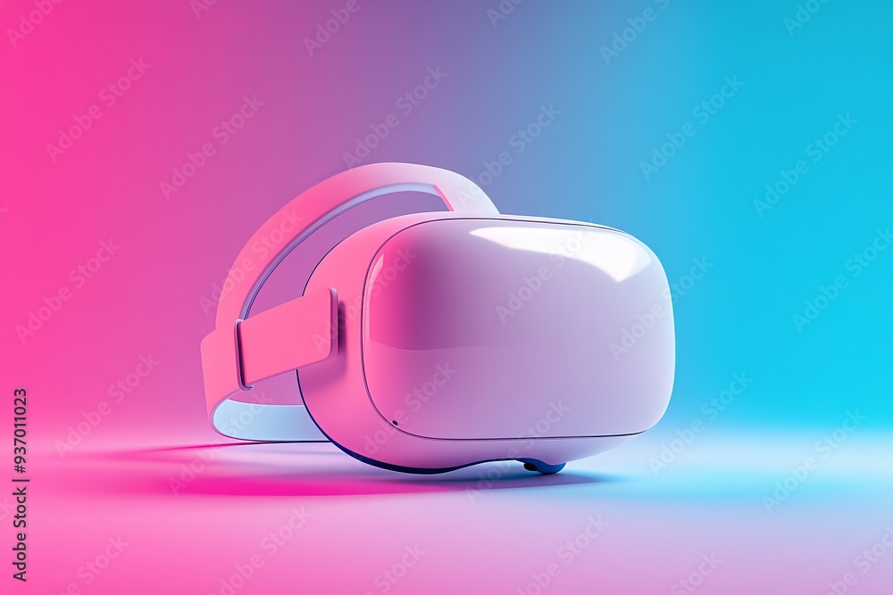 Poster modern vr headset with a minimalist design and soft gradient background symbolizing the sleek and co