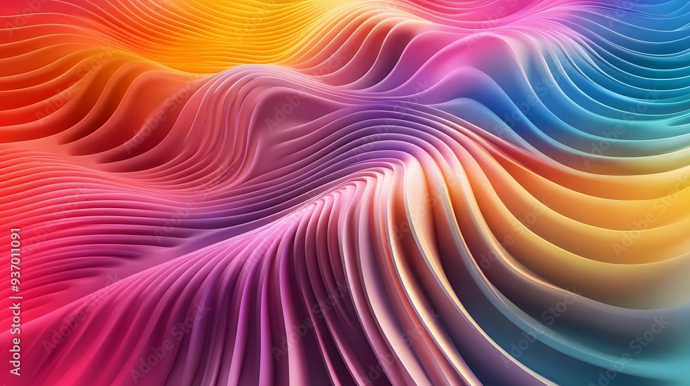 Aufkleber 85. 3d vibrant curves in a gradient of colors forming a dynamic, continuous effect