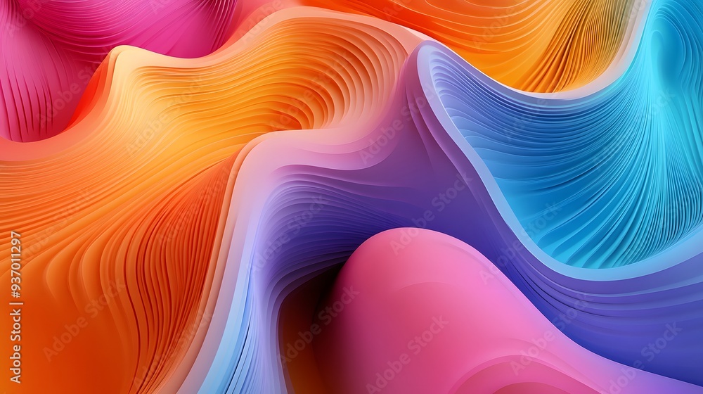 Aufkleber 85. 3d vibrant curves in a gradient of colors forming a dynamic, continuous effect