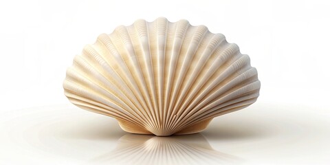 Minimalist of a seashell on a white background