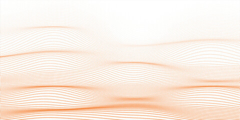 Abstract orange halftone wavy lines, vector illustration.