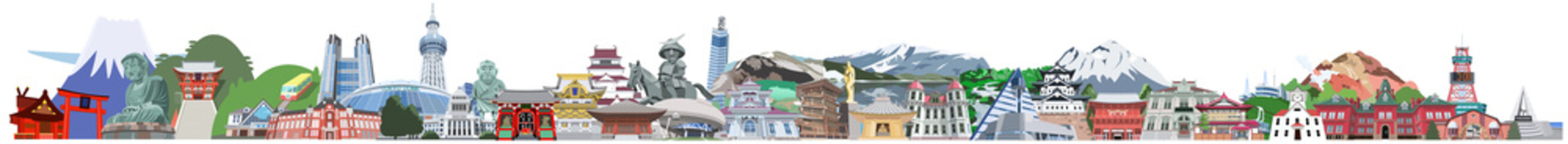 東日本観光地イラストアイコン集合