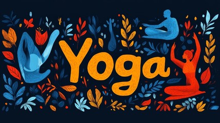 Yoga Poses with Floral Design   Mindfulness and Wellness Concept