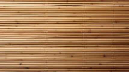 Obraz premium A close-up view of a bamboo blind, showcasing the natural texture and color of the bamboo slats. The warm tones create a calming and organic atmosphere.