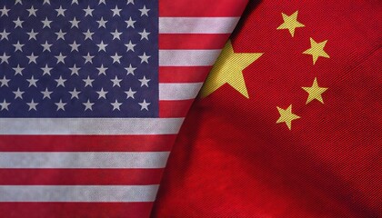 Fototapeta premium U.S. and China Flags Symbolizing Global Relations