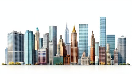 Modern Cityscape Skyline with Skyscrapers and Buildings.