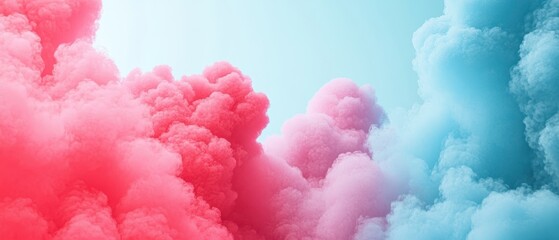 Fototapeta premium Vibrant clouds of pink and blue create a dreamy atmosphere, perfect for artistic projects or backgrounds.