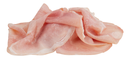 Fresh smoked ham cut out isolated transparent background