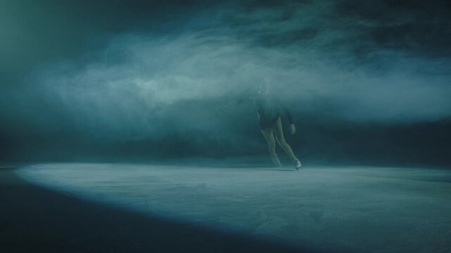 Figure skater and smoke in the rink
