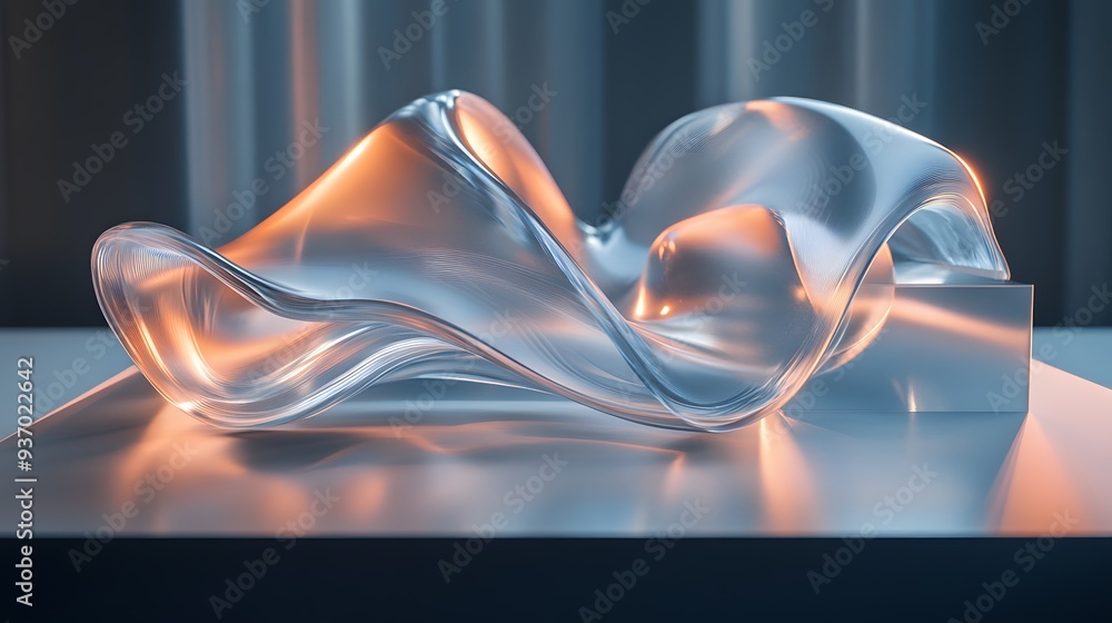 Aufkleber 82. bright, flowing curves of light creating a mesmerizing 3d design on a clear surface