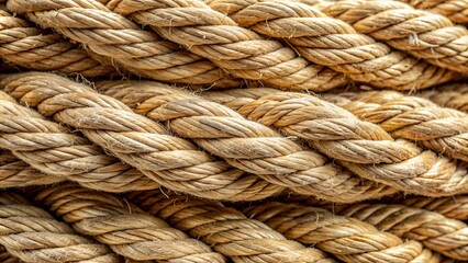 Fototapeta premium Close up of a strongly braided hemp rope with a natural texture