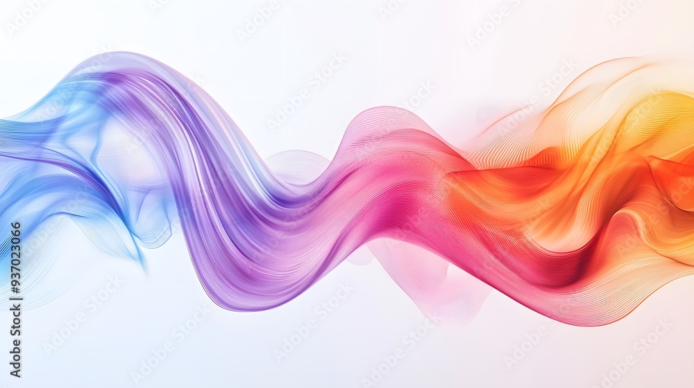 Poster 83. colorful, undulating waveforms forming a stunning visual effect in a transparent setting