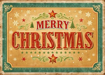 retro vintage style merry christmas cards distressed edges worn paper textures classic serif font warm muted colors nostalgic sentimental atmosphere