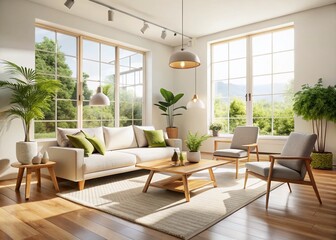 BrightNaturalLightSparseFurnitureEmptyRoomModernDesign CleanSleekSimpleModernHomeDecorHappyVibesOnly