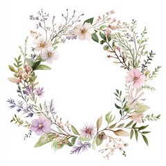 Fototapeta premium Graceful Botanical Wreath and Floral Frame for Wedding Invitation - Rustic Feminine Vector Illustration