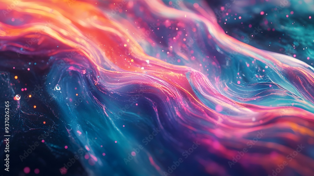 Poster 68. colorful waveforms with fluid motion intertwining in a clear 3d space