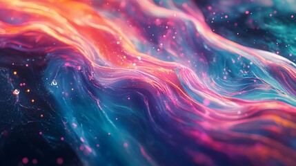 68. Colorful waveforms with fluid motion intertwining in a clear 3D space