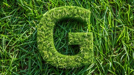 Grass alphabet letter G isolated on grass background