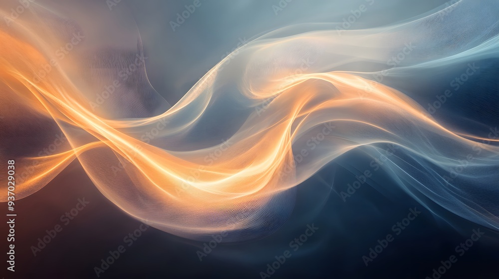 Poster 60. radiant curves of light flowing smoothly and creating a stunning visual effect in a clear space